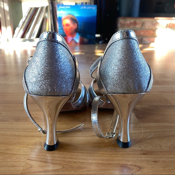 Silver Metallic & Sparkle Ballroom Heels - Picture 8 of 9